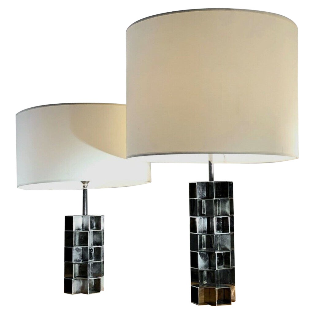 A Pair of POST-MODERN SEVENTIES KINETIK Sculptural TABLE LAMPS, France, 1970 For Sale