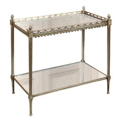Mid-Century Neoclassical Brass & Mirror Bar Cart ~ Dessert Cart ~ End Table