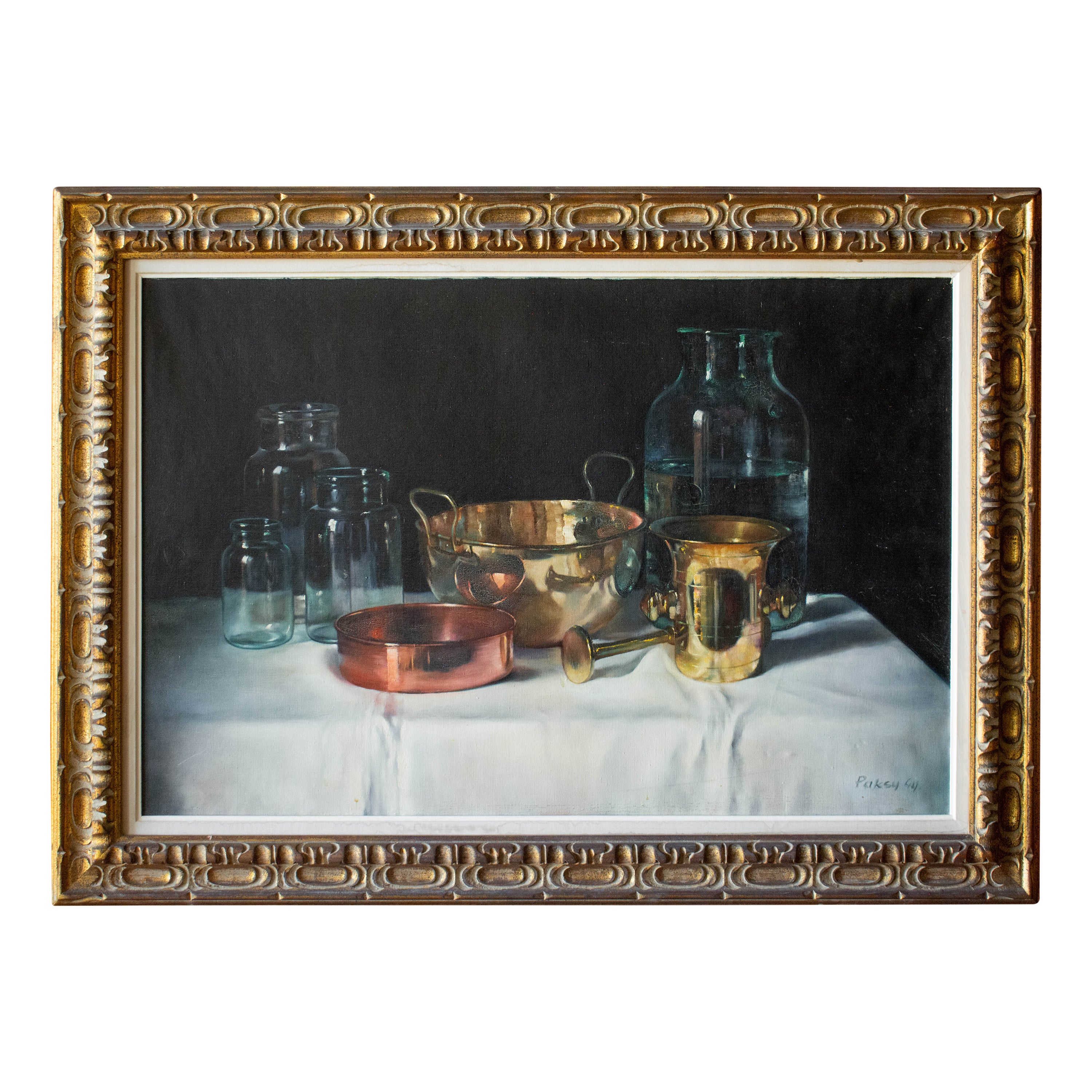 Midcentury Still Life Painting by Gyula Pasky For Sale