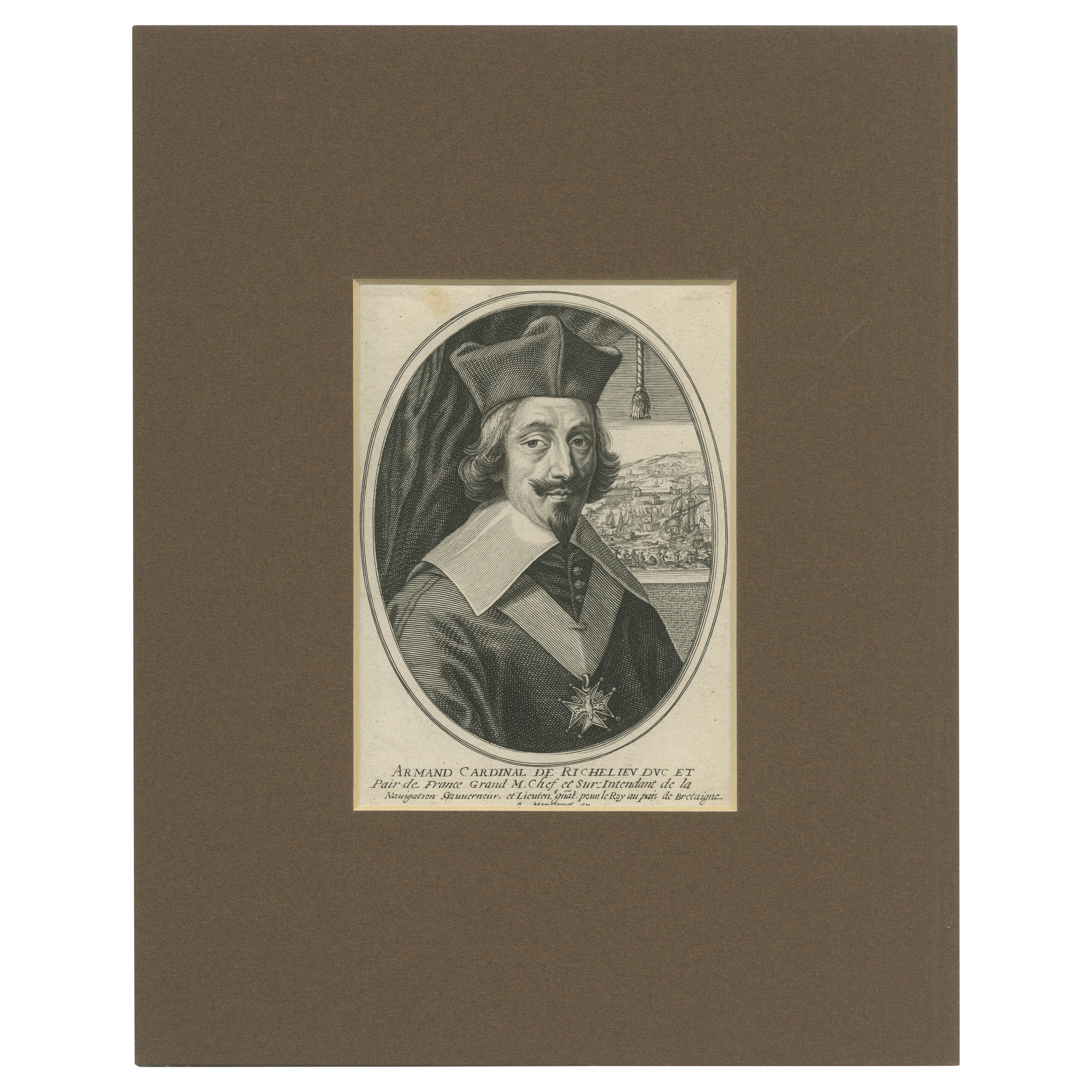 Antique Portrait of Cardinal Richelieu, c.1660 For Sale