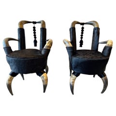 Pair of 19th Century Steer Horn Side Chairs