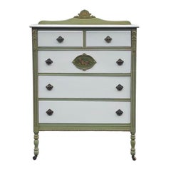Vintage French Provincial Dresser, Hand Painted Dovetail Details