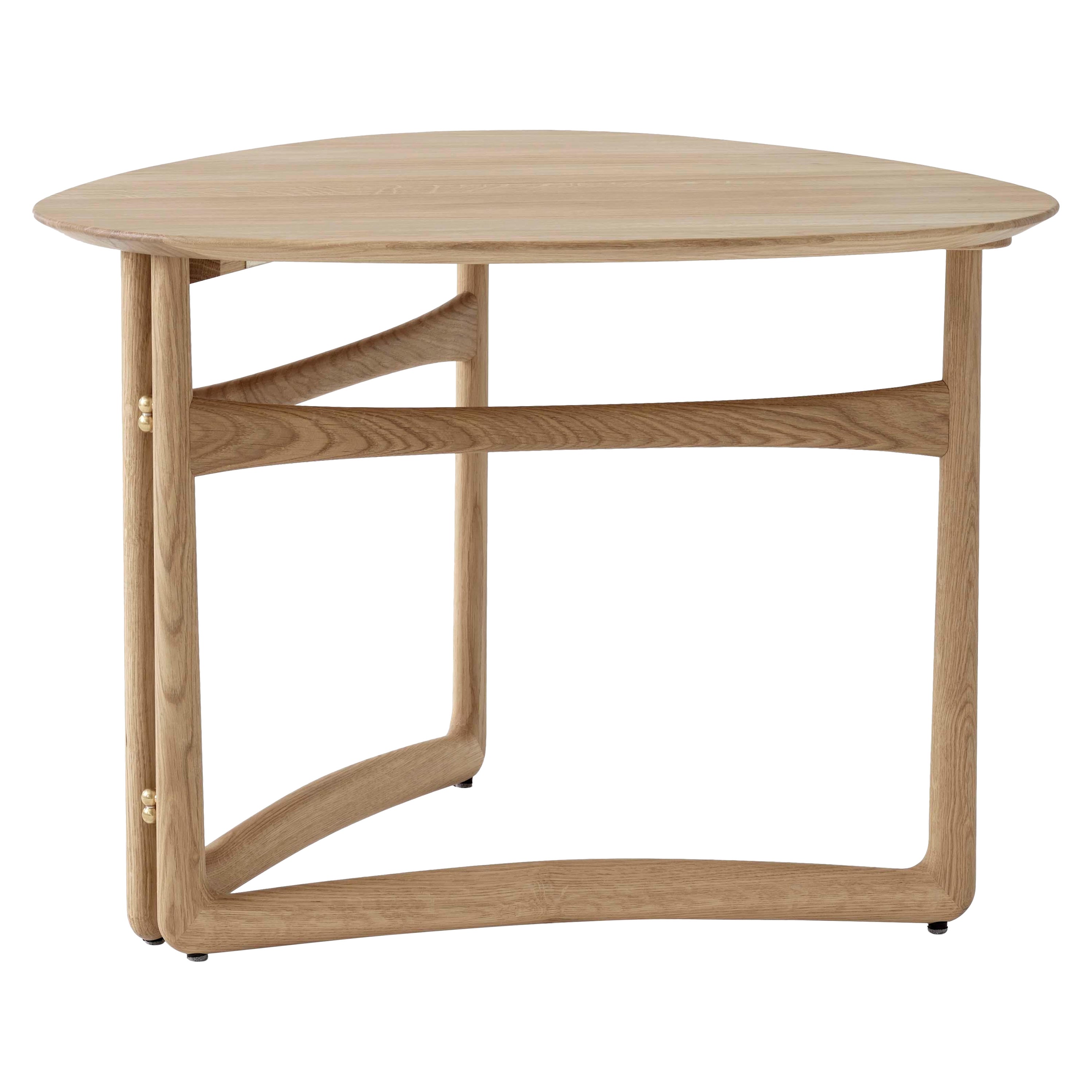 Drop Leaf HM5 Lounge Table-Brass/Oiled Oak by Hvidt & Mølgaard for &Tradition For Sale