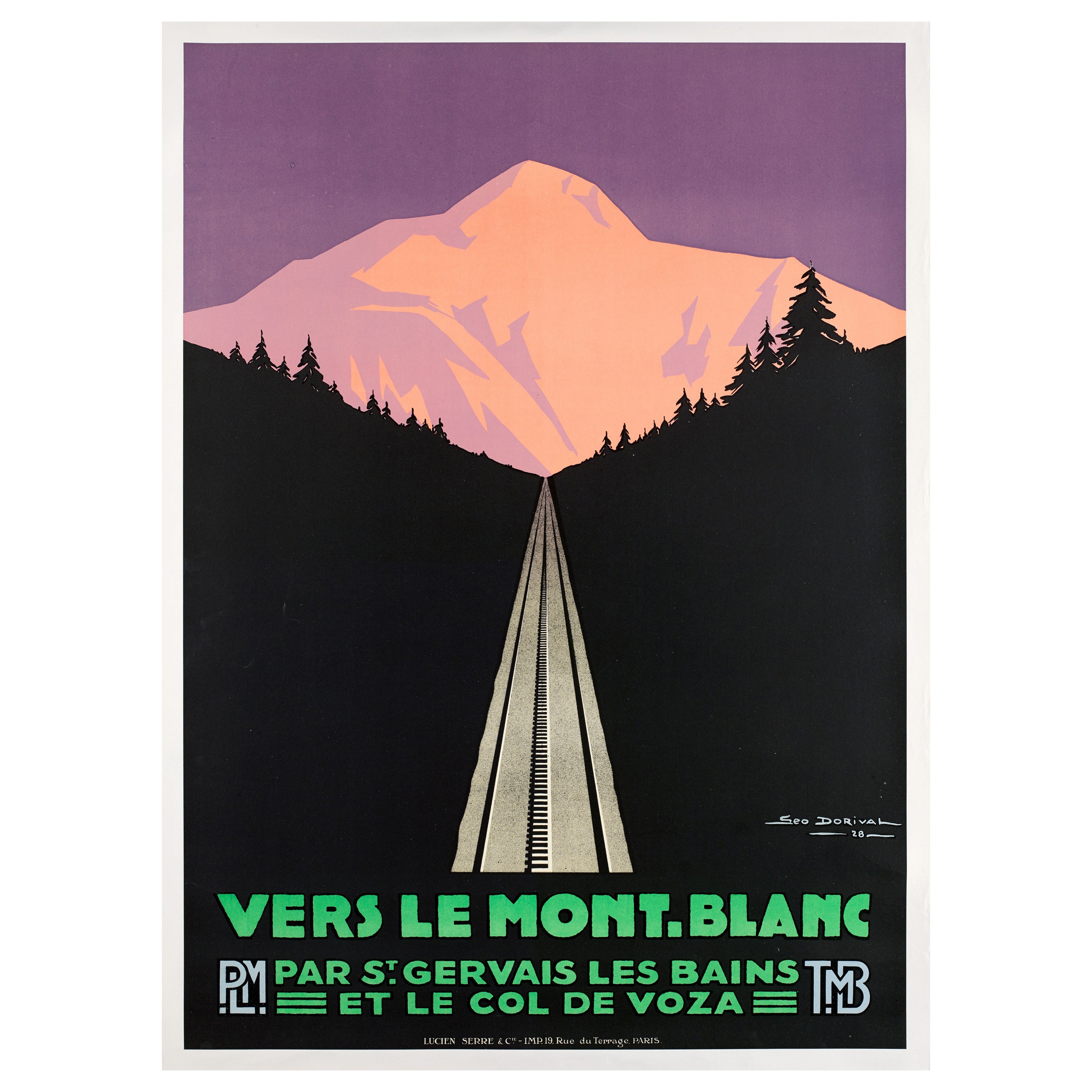 Geo Dorival, ensemble de 3 affiches originales PLM, Le Mont-Blanc, Mountain Art Deco 1928