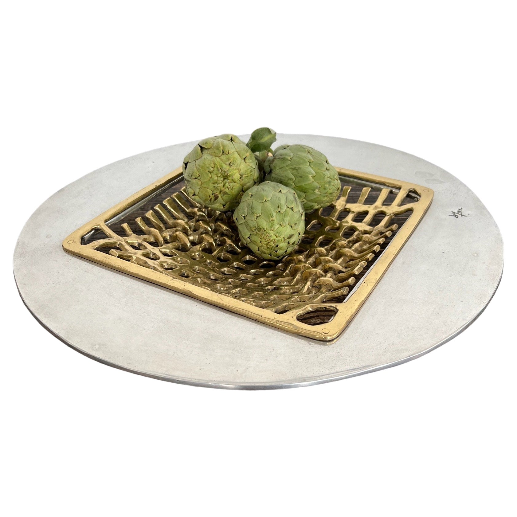 Mesh Fruit Tray A009 Solid Cast Brass Aluminum Handmade Spain