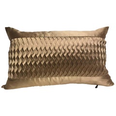 Silk Cushion Pleated Horizontal Stripe Detail Colour Platinum