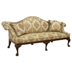 George II Style, Mahogany, Camelback, Floral Pattern, Vintage / Antique Sofa