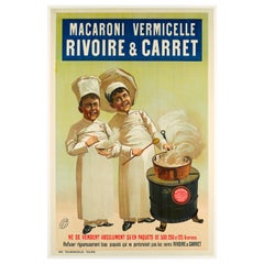Original Art Nouveau Poster, Macaroni Vermicelle Rivoire et Carret, Pasta, 1900