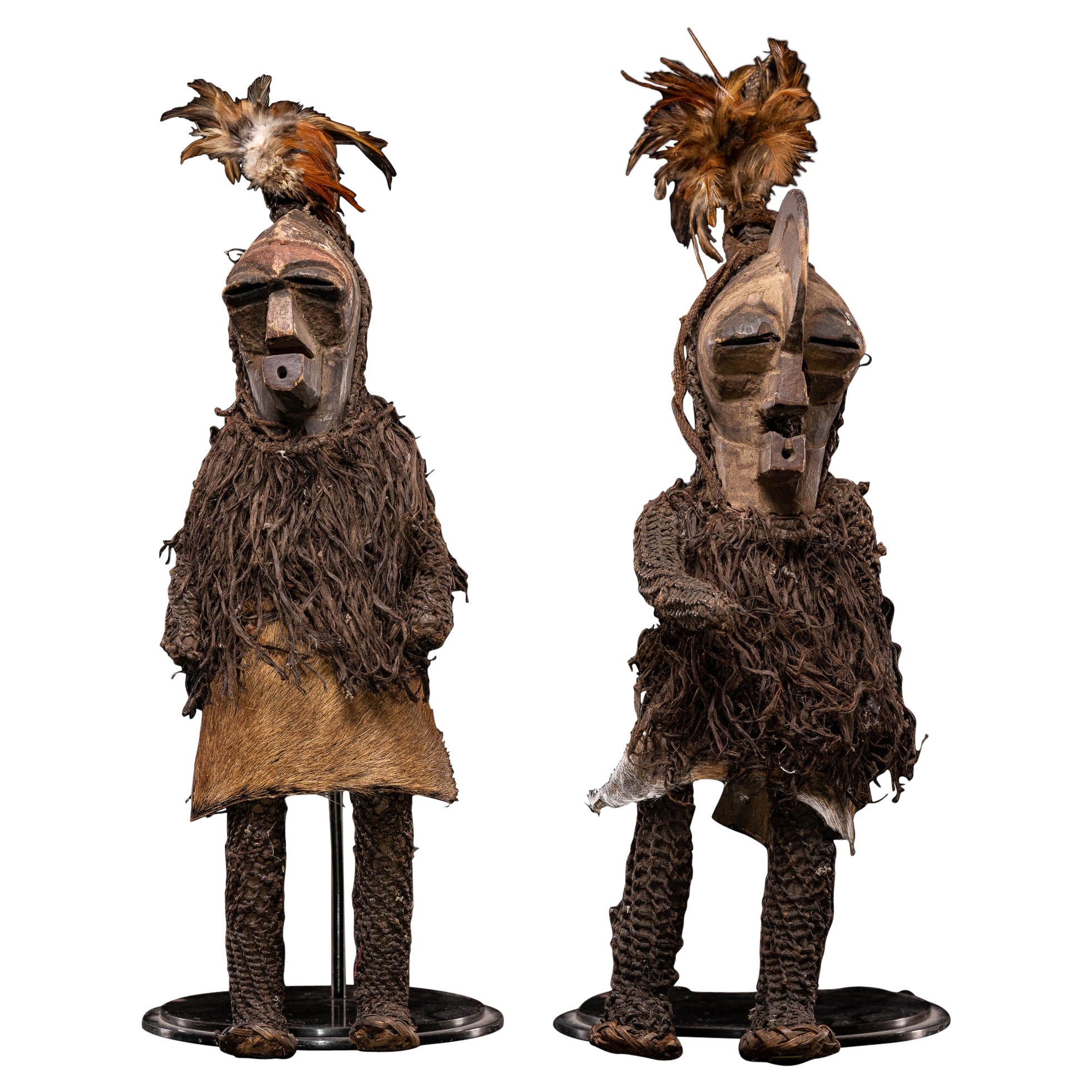 Pair of Didactical dancing Dolls Songye People - DR Congo For Sale