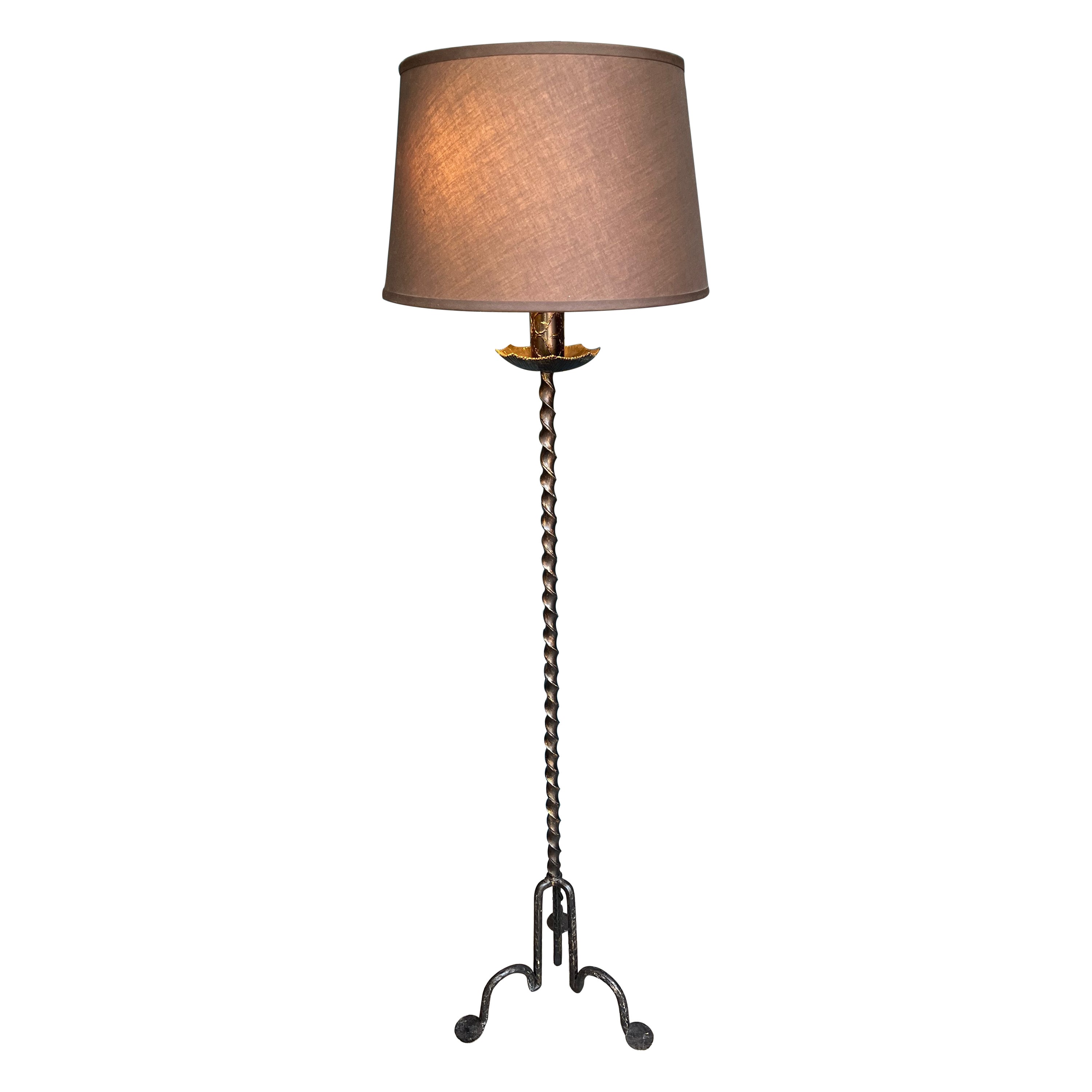 Spanish 1950s Floor Lamp in Black Iron For Sale