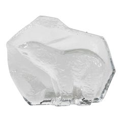 Handmade Polar Bear Crystal Art Glass Paperweight Magnor of Norway