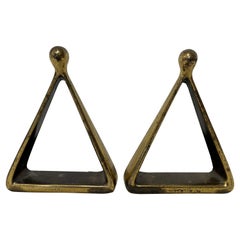 Pair Ben Seibel Vintage and Well Patinated Triangle Bookends for Jenfredware
