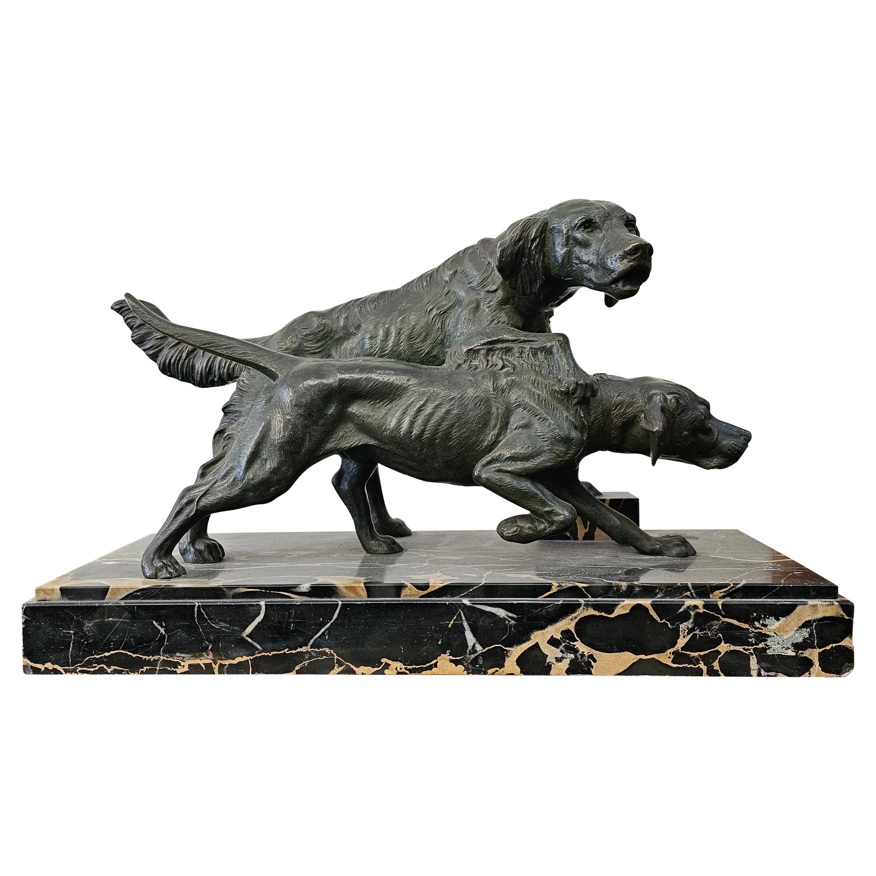 20th Century Art Deco Period Bronze "Hunting Dogs" by Clovis Masso For Sale