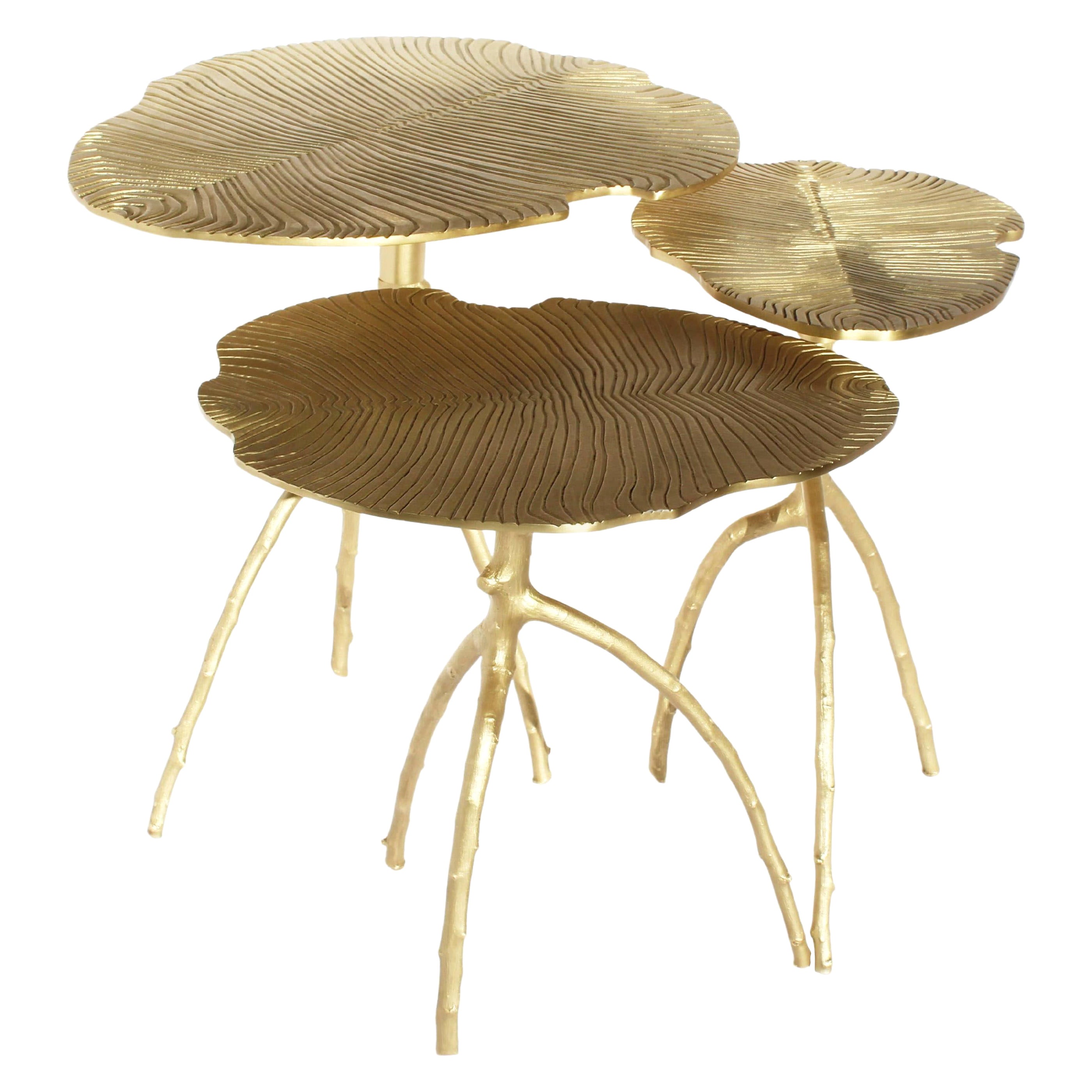 Low Tables Triptych in gold Bronze by Eric Gizard