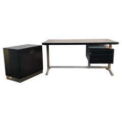 Metal and Wooden Desk and Small Cabinet by Gianni Moscatelli for Formanova, 60s