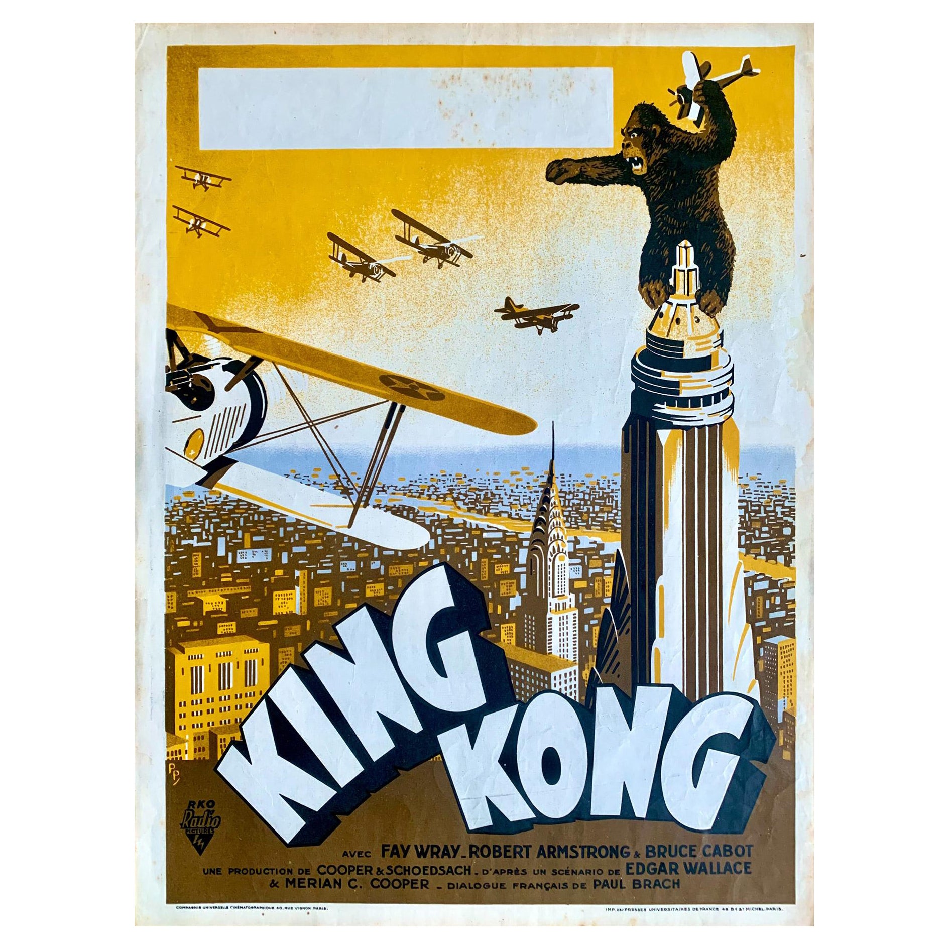 Petite affiche française du film King Kong 1933, Pierre Pigeot