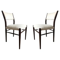 Vintage Danish Teak Dinning Chairs in White Bouclé, 1960s, Set of Two