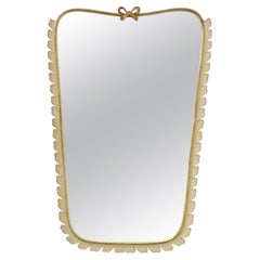 Giovanni Gariboldi  1940s Wall Mirror in cream and Gold Leaf Lacquered Wood 