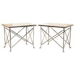 PAIRE DE TABLES DE CONSOLE RALPH LAUREN BEL AIR AVEC BOUCLES DE PAW FEET & GLASS