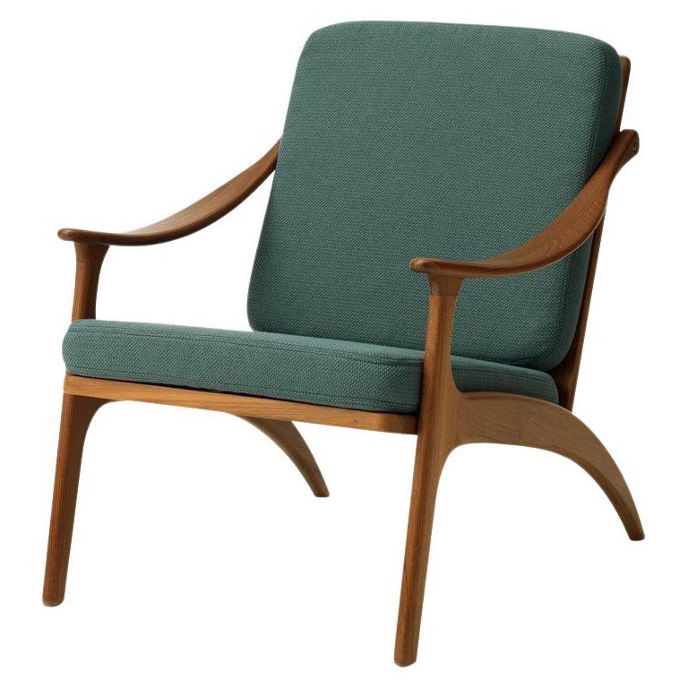 Lean Back Lounge Chair Teak, Dark Cyan by Warm Nordic For Sale