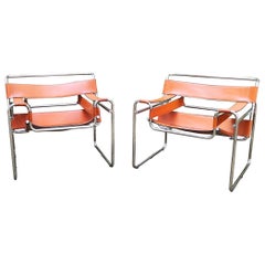 Marcel Breuer Wassily B3 leather armchairs - Fasem 1983 edition 