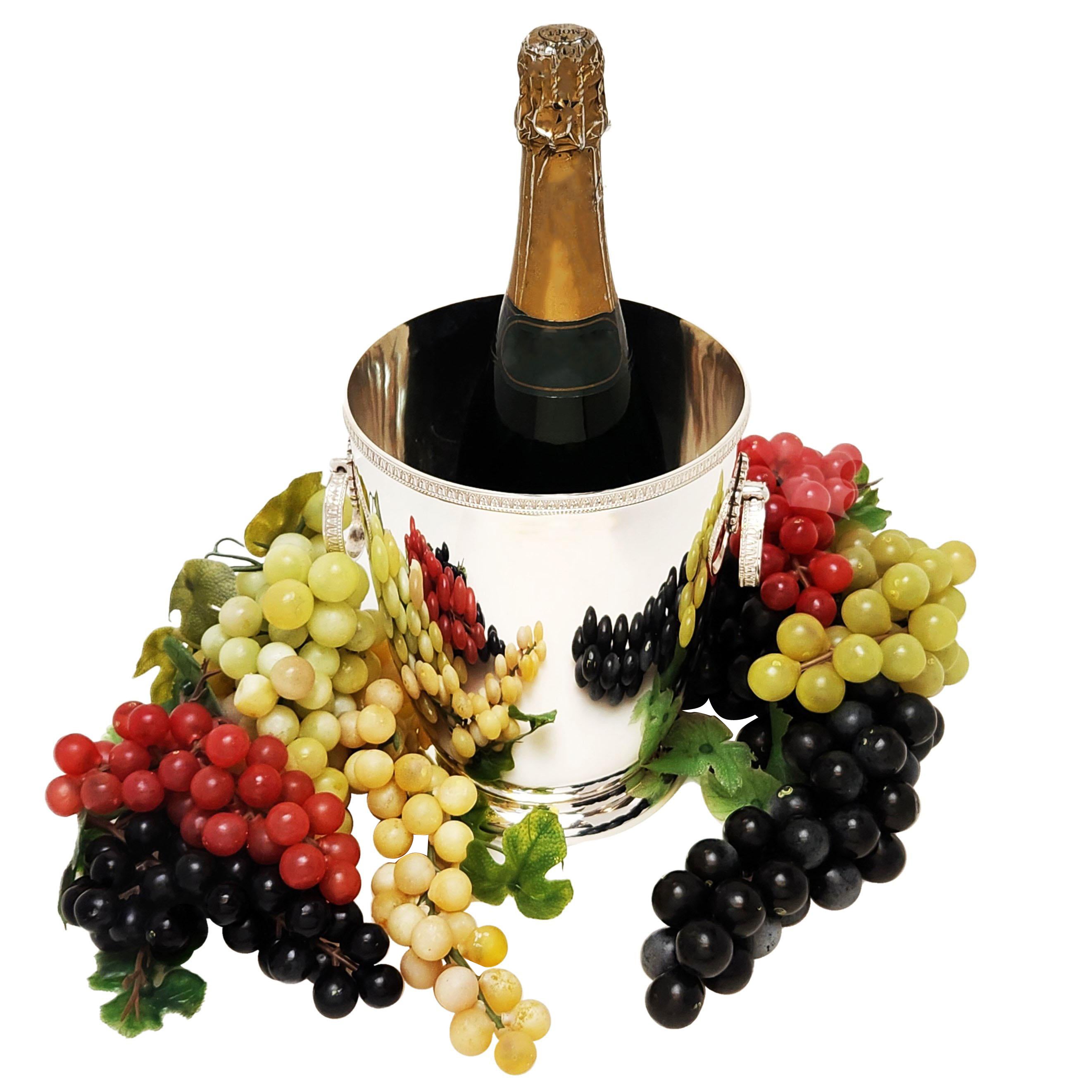 Seau à glace à champagne et à vin en argent massif italien vintage, vers 1960, Italie en vente