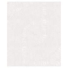 Rug White Contemporary Hand Knotted Wool Bamboo Silk Mirror, Custom, in Stock