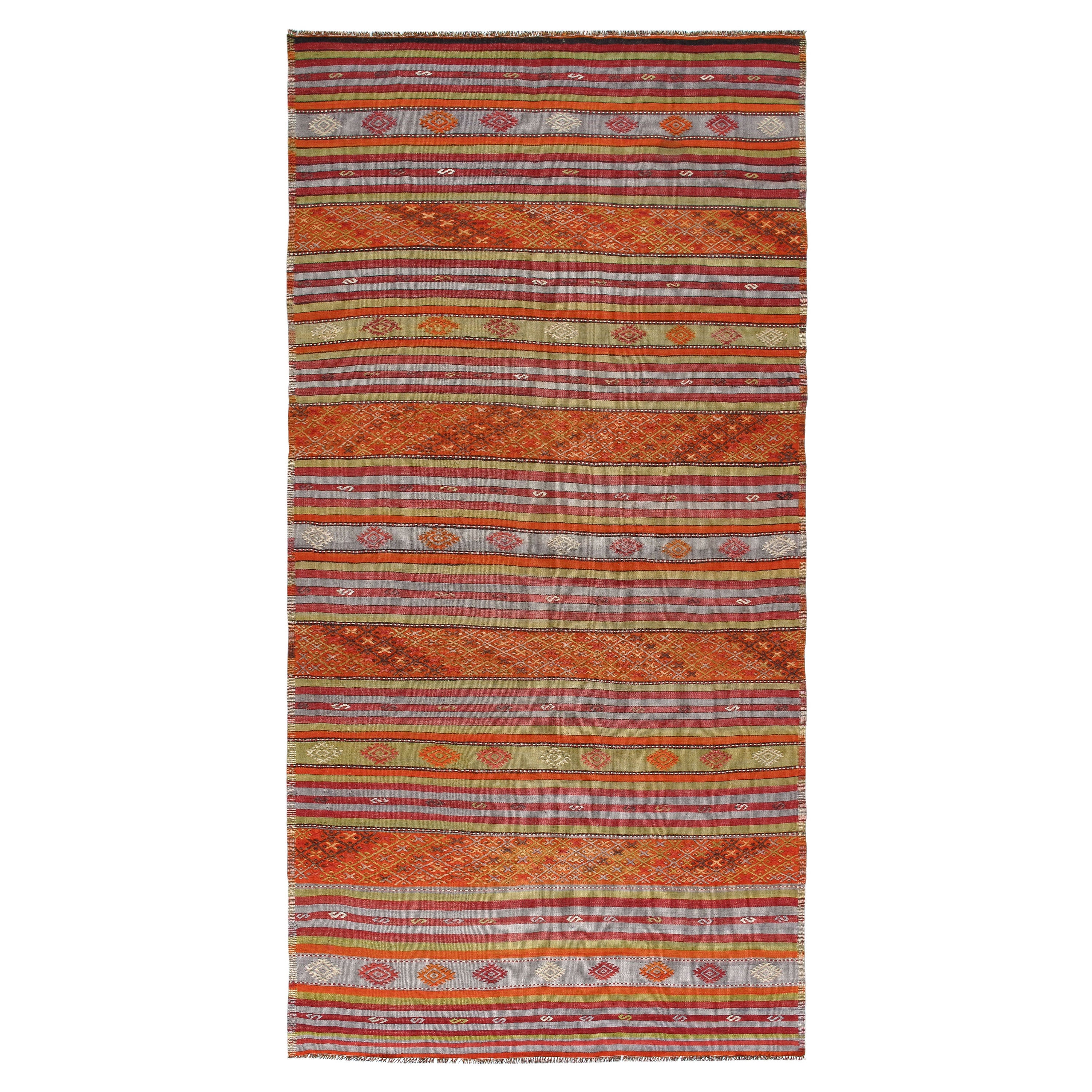 NASIRI Carpets Vintage striped Tribal kilim Rug  For Sale