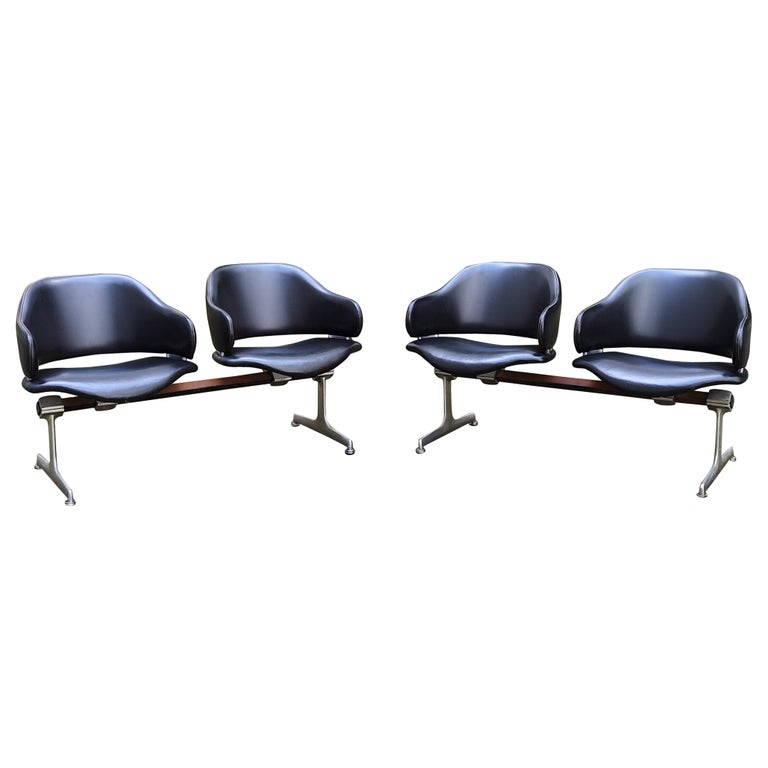 Two Double Chairs leather benches Geoffrey Harcourt Artifort 60s 1960