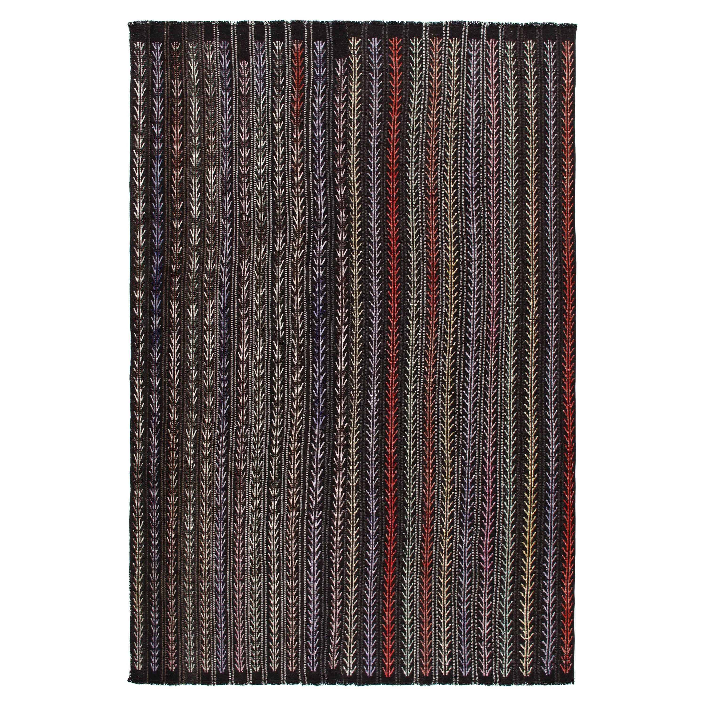 Vintage Tribal Multicolor Flatweave Rug  For Sale