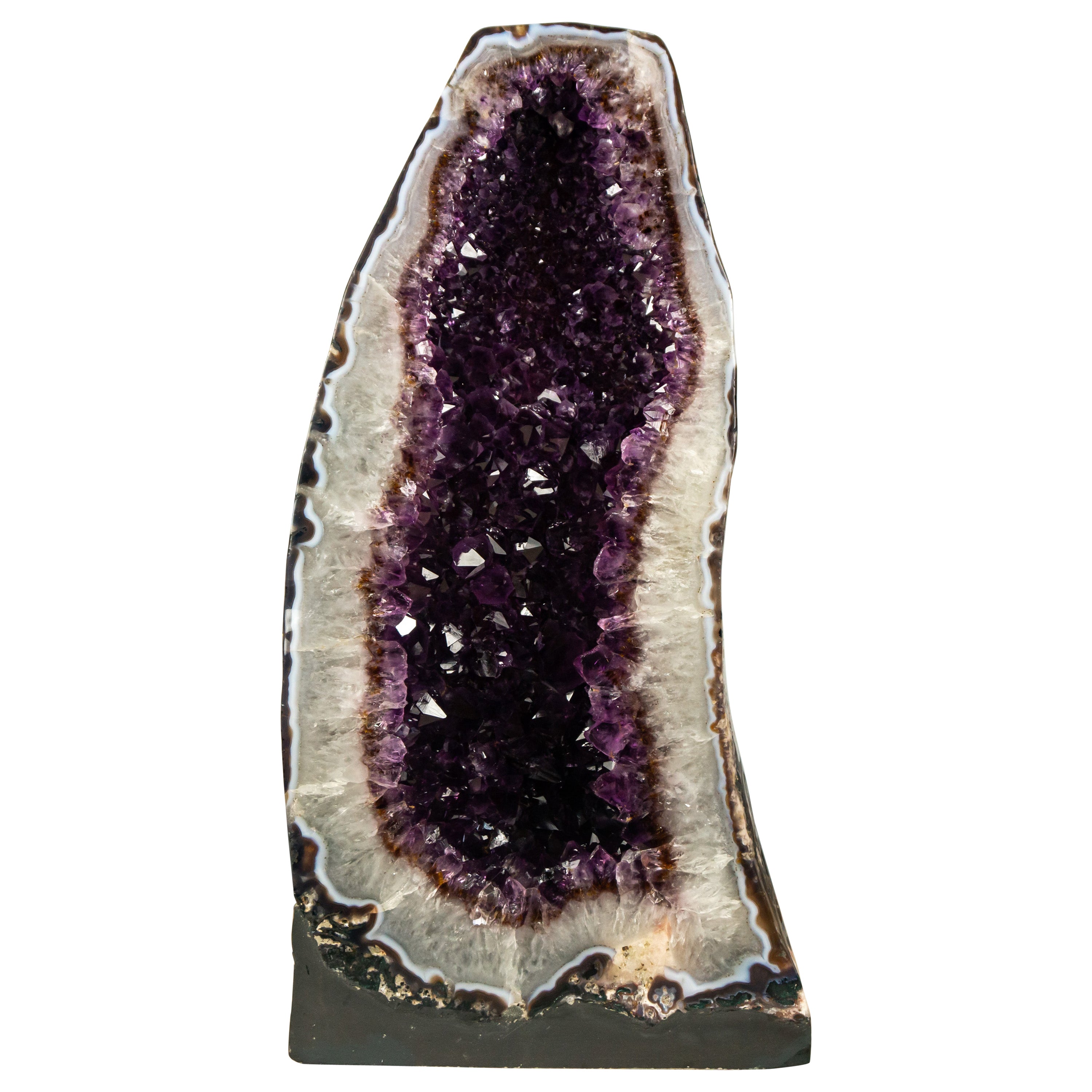 Bi-Color Amethyst Cathedral Geode with Dark Saturated AAA Purple Amethyst Druzy For Sale