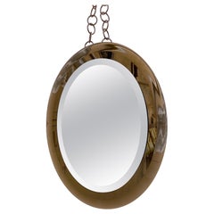 Silver Oval Mirror by Cristal Arte, circa 1960, Italy