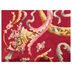 Antique Sumptuous Red Background Savonnerie in Louis XV Style