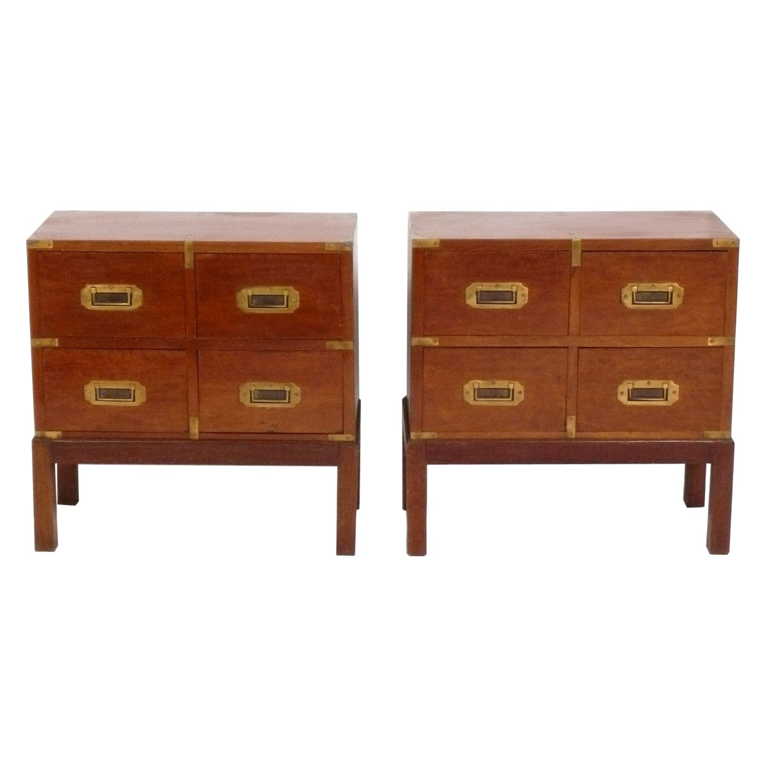 Pair of Campaign End Tables - probably 19th Century English