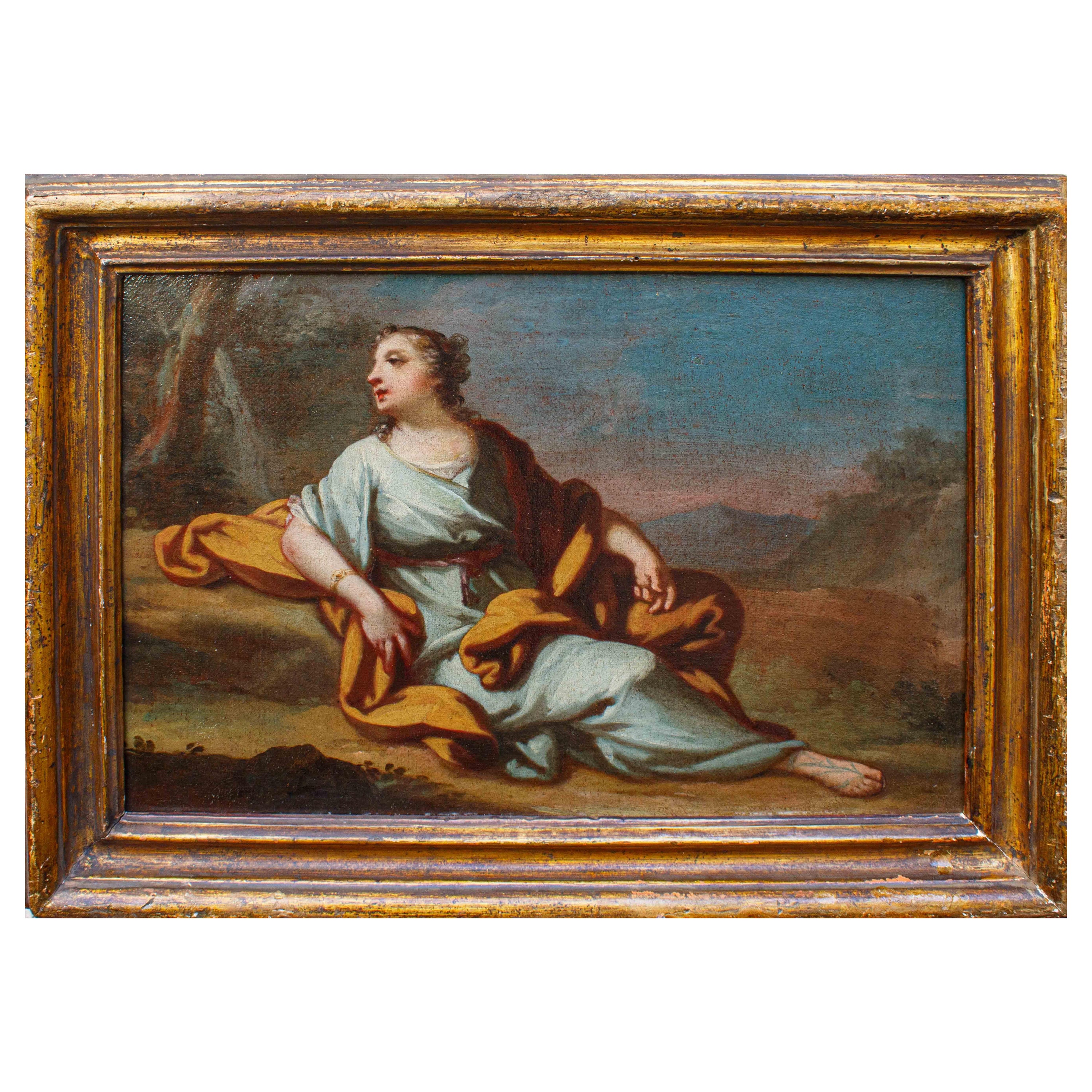 Lying, weibliche Figur, Gemälde von Giovanni Domenico Molinari, 18. Jahrhundert im Angebot