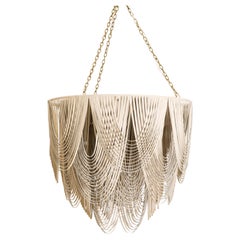 Chandelier, Leather, Whisper Large Flat Top in Cream-Stone