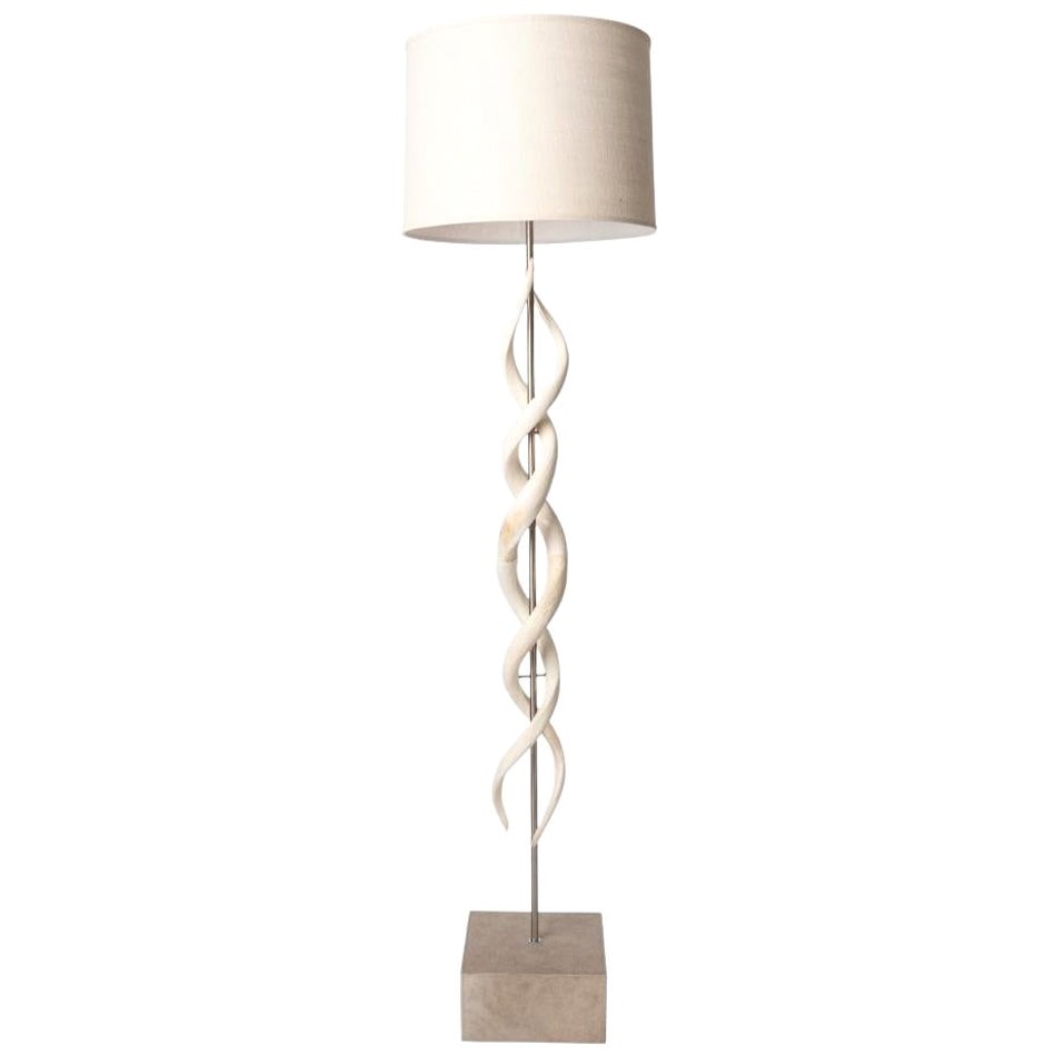 Standing Lamp-Kudu Inner Horn Double Twist For Sale