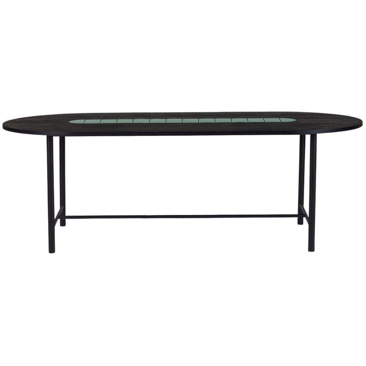 Be My Guest Dining Table 240 Black Oak Forrest Green by Warm Nordic For Sale