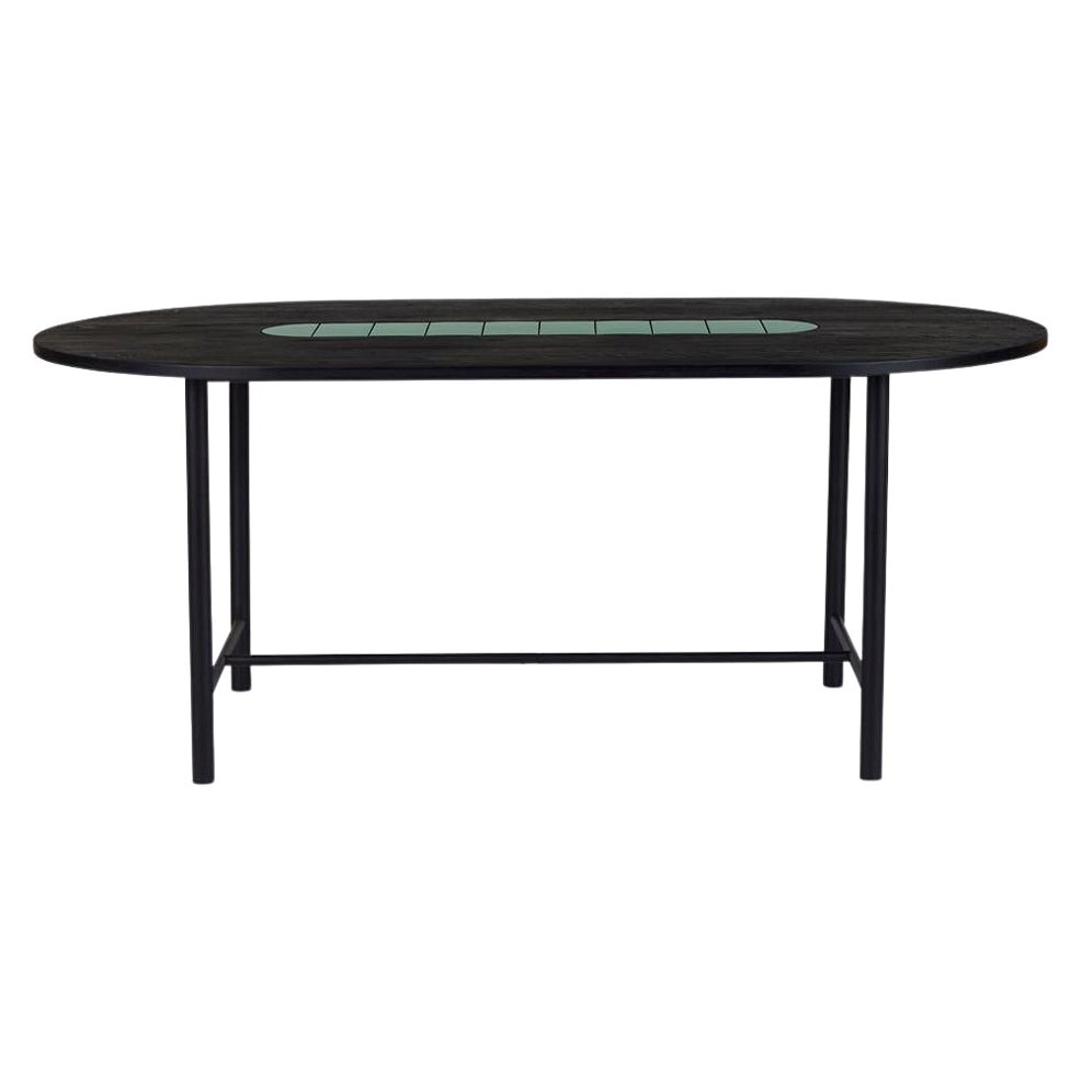 Be My Guest Dining Table 180 Black Oak Forrest Green by Warm Nordic For Sale