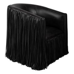 Chaise pivotante en cuir Shaggy en noir