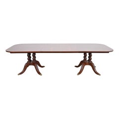 Retro Drexel Heritage Georgian Mahogany Double Pedestal Dining Table, Newly Refinished