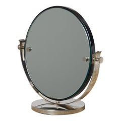 Antique Art Deco Swedish Chromed Round Table Mirror