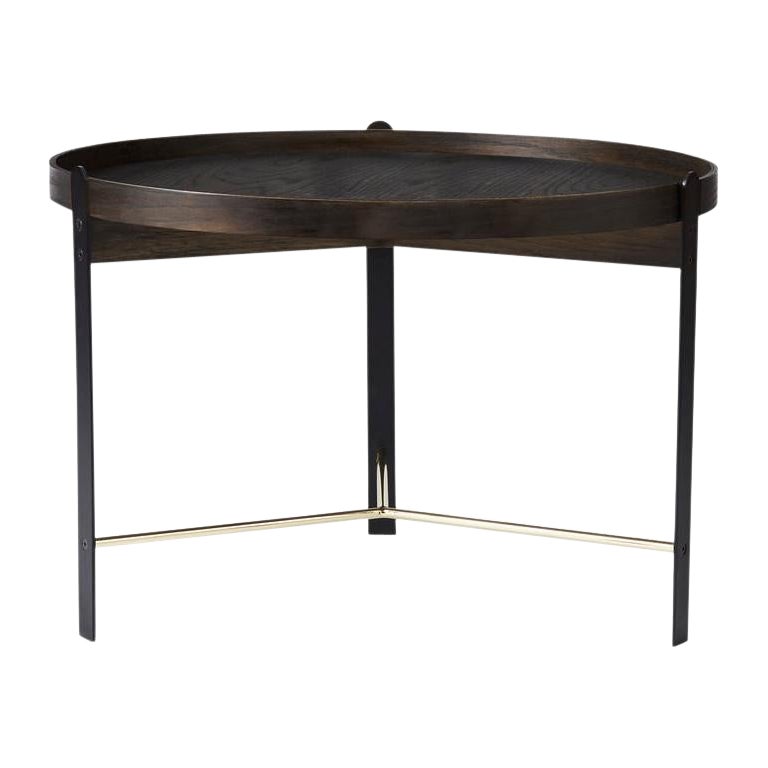 Compose Coffee Table Smoked Oak Brass Black by Warm Nordic For Sale