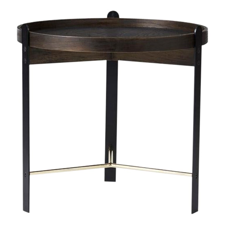 Compose Side Table Smoked Oak Brass Black by Warm Nordic For Sale