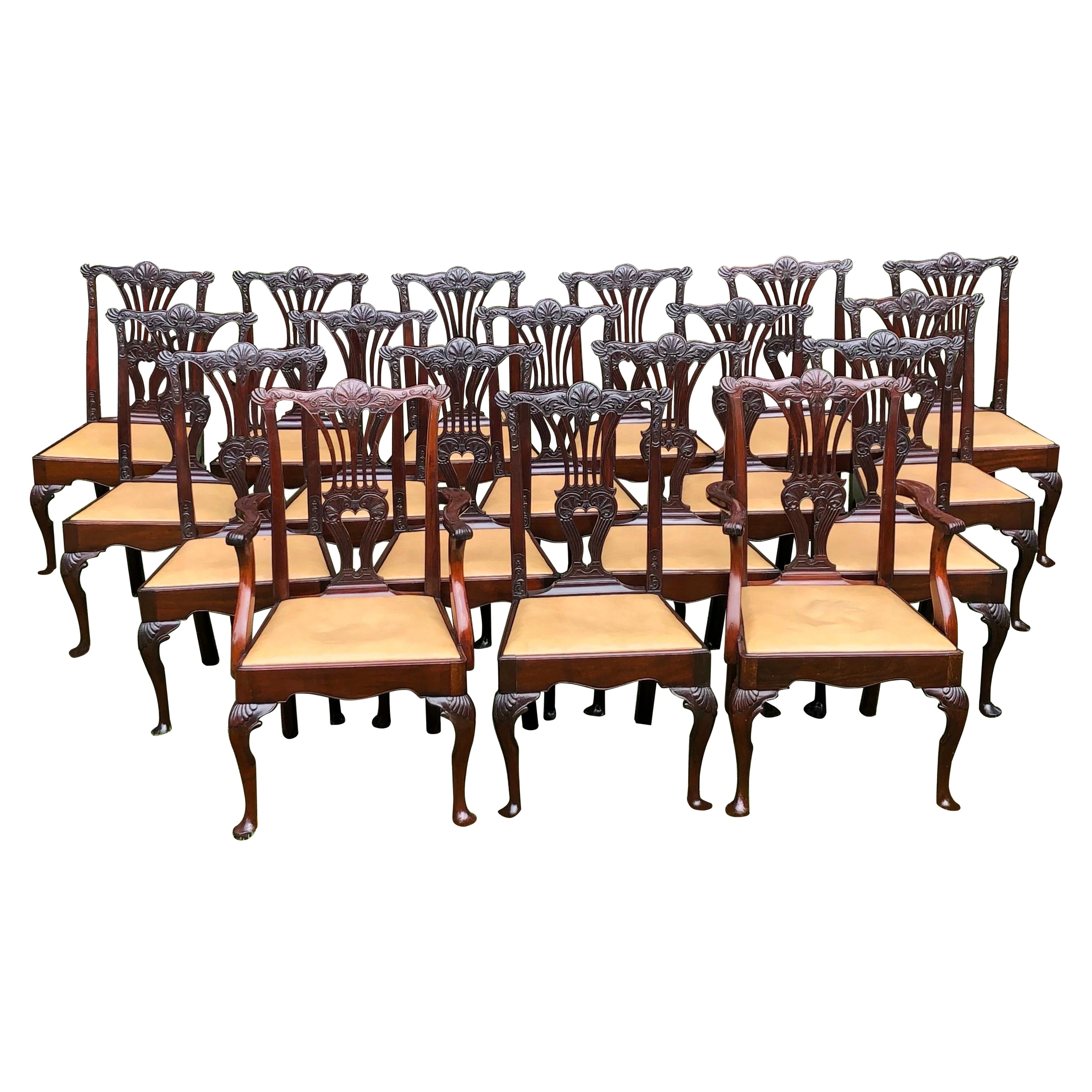 Set of Eighteen Georgian English Dining Chairs, 19th Century