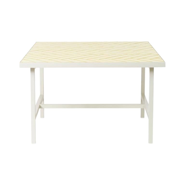 Herringbone Tile Console Table Black Tiles Black Steel by Warm Nordic