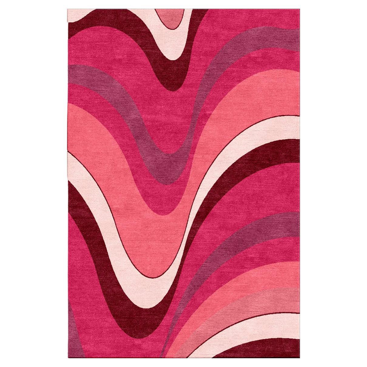 Sasha Bikoff Collection Modern Area Rug Pink Colors "Wavey Dahlia" 8'x10' For Sale