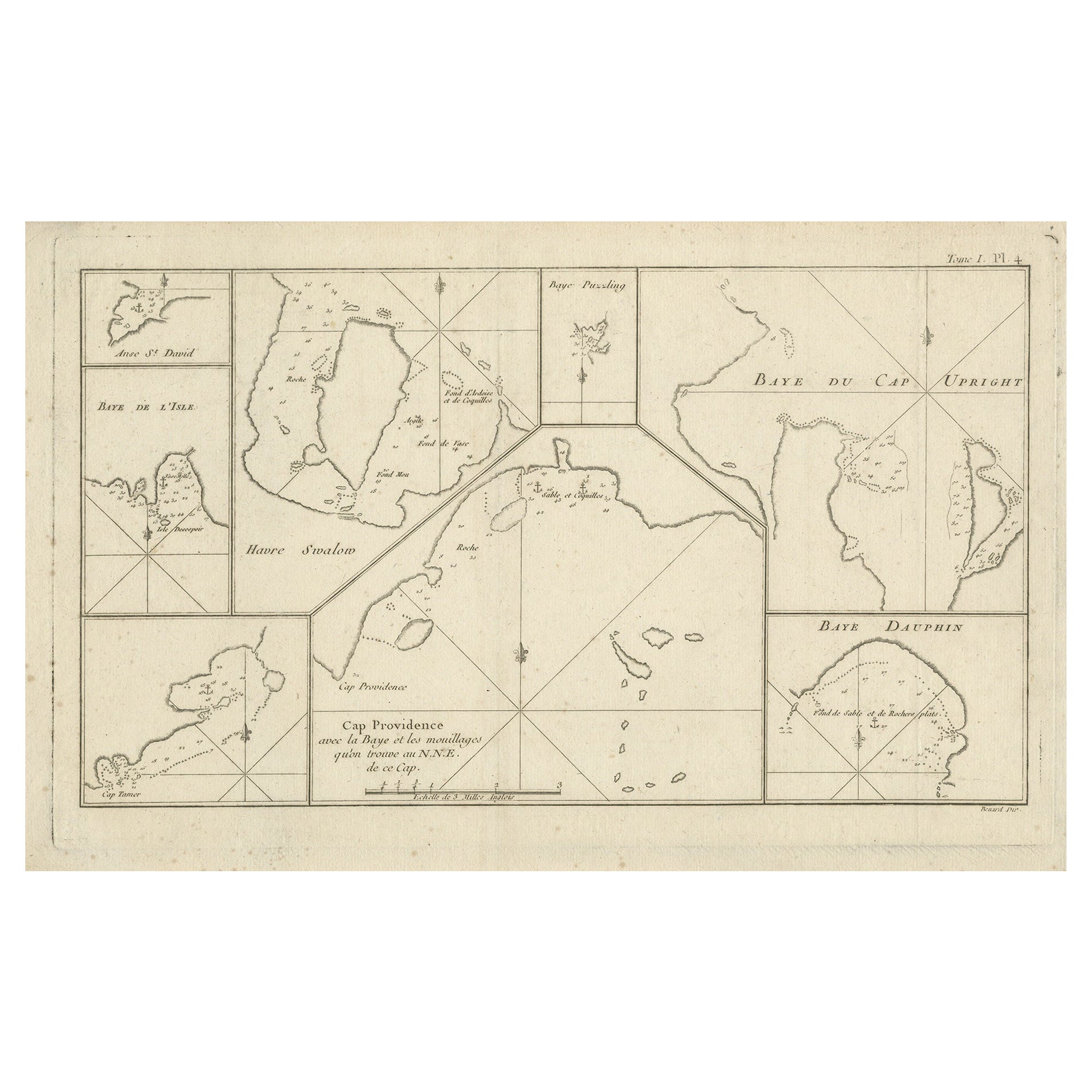 Antique Map of CAP Providence, St. David's Cove and Surroundings For Sale