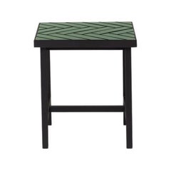 Herringbone Tile Side Table Forest Green Tiles Soft Black Steel by Warm Nordic