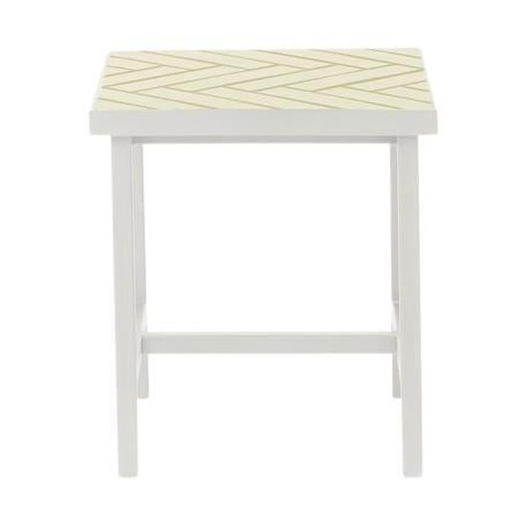 Herringbone Tile Side Table Butter Yellow Warm White Steel by Warm Nordic For Sale